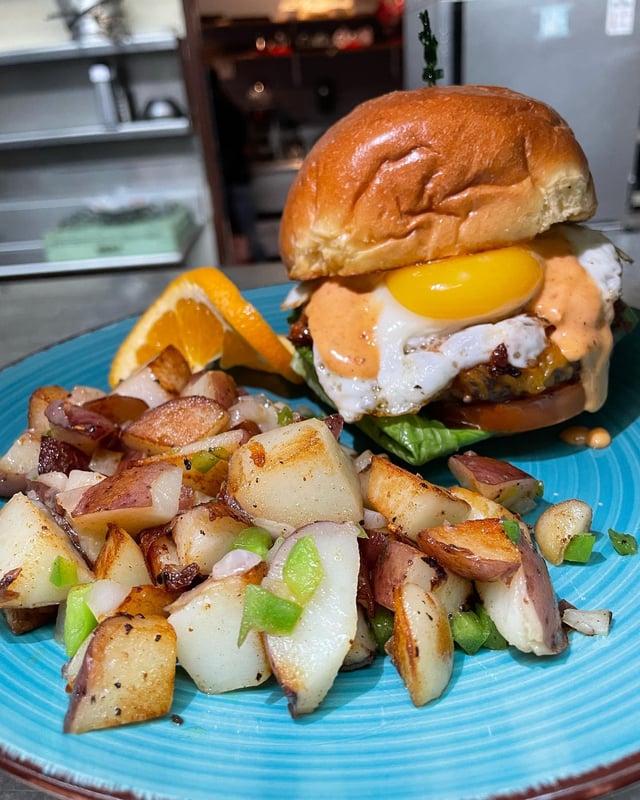 Signature Brunch Burger at JP's Bistro Martinez CA
